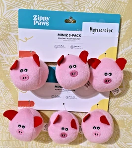 ZippyPaws 6-Pack MINIZ BUBBLE PINK PIGS Squeaky Plush Dog Toy New -FREE SHIPPING - Picture 1 of 10