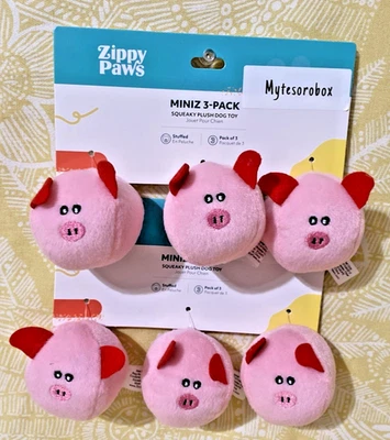 ZippyPaws 6-Pack MINIZ BUBBLE PINK PIGS Squeaky Plush Dog Toy New -FREE SHIPPING - Image 1 of 4