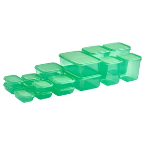 IKEA PRUTA Lebensmittelbehälter-Set mit Deckel - 17-teilig, grün | BPA-frei, stapelbar - Bild 1 von 5