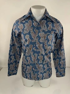KINGS ROAD / SEARS - Vintage PAISLEY Disco Collar Mens S Shirt - EXCELLENT - Picture 1 of 4