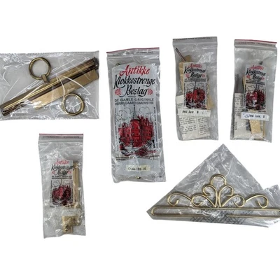 Big Lot Vintage ANTIKKE KLOKKESTRENGE BESLAG Brass Bell Pull Embroidery Hangers - Image 1 of 4