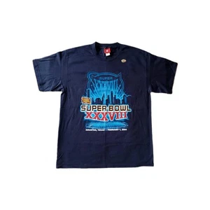 Camiseta Vintage 2004 Super Bowl XXXVIII NFL Azul Marino GRANDE - Imagen 1 de 7