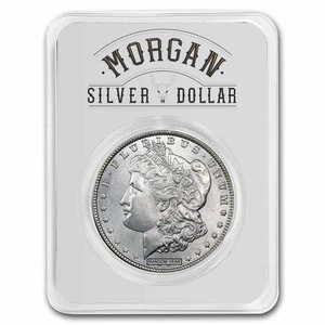 Tarjeta de cuerno largo dólar de plata Morgan 1878-1904 BU - Imagen 1 de 4