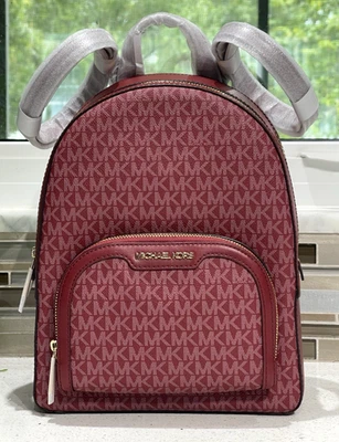 MICHAEL KORS JAYCEE MOCHILA MEDIANA CREMALLERA BOLSO TOTE MK CEREZA MERLOT LOGO DORADO Foto 1 de 4