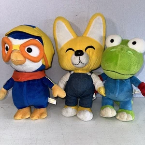 Pororo The Little Penguin 12” Plush Lot (3) Eddy The Fox & Crong The Dinosaur - Picture 1 of 5