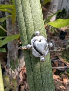 Medieval Style Heart Artisan Hand Made Sterling Silver Ring sz6.5 .A27c - Picture 1 of 8