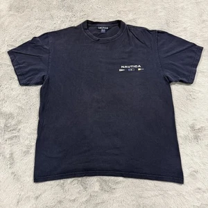 Vintage Nautica Shirt Mens Large Navy Blue Made USA Crew Performance Sail 90s - Picture 1 of 8
