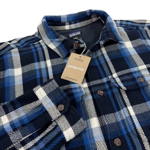 Patagonia Fjord Loft Blanket Hemdjacke Herren Gr. XL Bio Baumwolle blau kariert - Bild 1 von 9