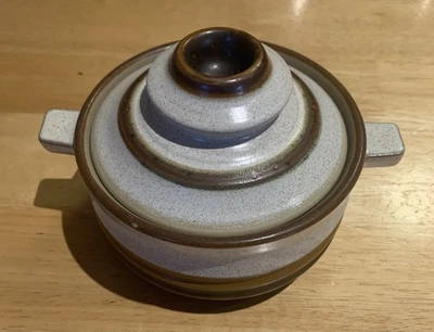 Vintage DENBY POTTERS WHEEL Lidded Soup BOWL David Yorath RARE Rust/ Oatmeal - Image 1 of 4