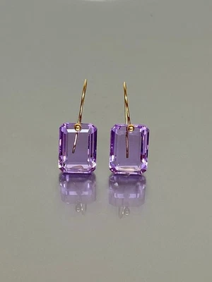 Kunzite Orecchini 925 Argento Viola Rettangolo Orecchini Pendenti per Lei - Immagine 1 di 4