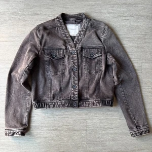 Anthropologie Bibiana Bomber Stretch Denim Bomber Jacket Gray Stone Wash Size S - Picture 1 of 6