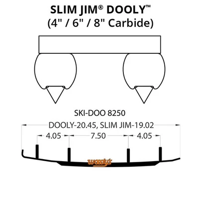 Varillas de desgaste de carburo Woodys Dooly - 6 pulgadas. Ventilador Ski-Doo Grand Touring 500 2002 Foto 1 de 2