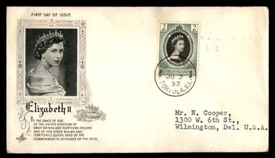 Mayfairstamps Virgin Islands FDC 1953 Queen Elizabeth II Coach First Day Cover a - Image 1 of 2