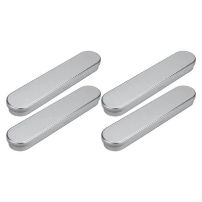 4Pcs Student Stationery Cases Tinplate Pencil Cases Pen Storage Boxes (Silver) - Image 1 of 4