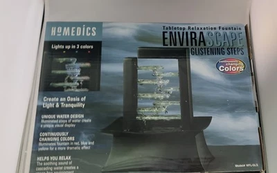 HoMedics EnviraScape Steps Lighted Tabletop Relaxing Water Fountain New - Image 1 of 4