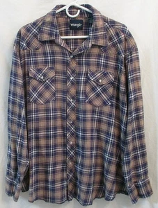 Wrangler Flannel Shirt Mens 2XL XXL Western Pearl Snap Long Sleeve - Bild 1 von 6