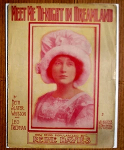Meet Me Tonight in Dreamland Sheet Music Whitson / Friedman 1920 Large Format - Picture 1 of 4