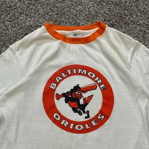 Vintage 70s/80s Artex Baltimore Orioles Bird Logo Ringer Tee MLB Baseball Mens M - Picture 1 of 7