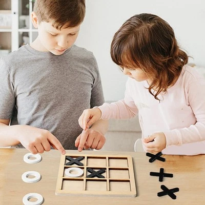 Wooden Board Tic TAC Toe Game Funny Table Game Chess Board Game Interactive - Image 1 of 4