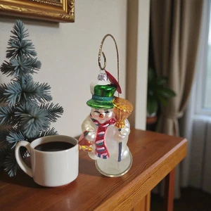 Muñeco de Nieve Koronex Adorno de Navidad Nuevo con Etiquetas Multicolor Soplado a Mano Polonia Bufanda Escoba - Imagen 1 de 13