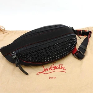 Christian Louboutin Bolso Bandolera Cintura Bolsa Tachuelas Negro Rojo Auténtico - Imagen 1 de 19