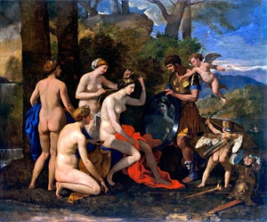 Mars and Venus I A1+ by Nicholas Poussin High Quality Canvas Print - Picture 1 of 1
