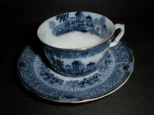 Ridgway England Flow Blue GRECIAN Cup Saucer/s 1800s (big) - Picture 1 of 6