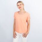 TU Clothing Womens Size 12 Top Orange Short Sleeve Lightweight Linen Blend