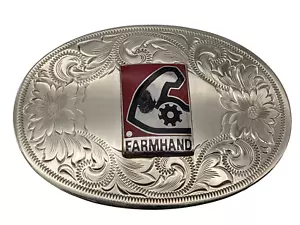 Fibbia cintura vintage Farmhand Machineary Monytana Silver Smith - spedizione gratuita - come nuova - Foto 1 di 11