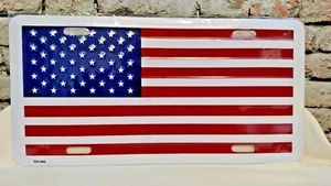 Amerikanische Flagge Aluminium 12 Zoll x 6 Zoll rot weiß & blau Nummernschild Neuheit Etikett - Bild 1 von 5