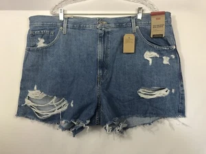 Levis High Waisted Mom Shorts Damen Blau Denim Größe 22W - Bild 1 von 8