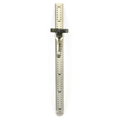 KAUFHOF 6 Inch Pocket Ruler stainless steel with Sliding Clip/ depth gauge - ASR2541