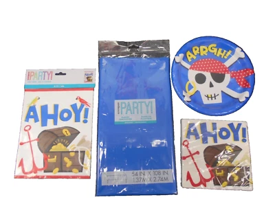 Vajilla de fiesta pirata decoraciones platos temáticos servilletas botín bolsas de fiesta Foto 1 de 4