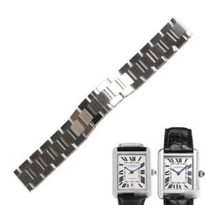 Bracciale in acciaio per Cartier Tank cinturino in acciaio argento 16, 17,5, 20,22,23 mm - Foto 1 di 3