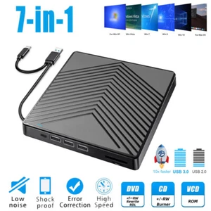 Externes CD/DVD Laufwerk USB 3.0/2.0 Brenner Player für PC Laptop Windows 11 10 - Bild 1 von 17