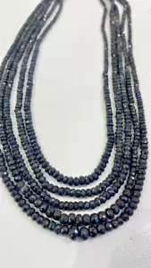 Natural Blue Sapphire Beaded Necklace - Faceted Gemstone Jewelry | AAA+ Handmade - Picture 1 of 3