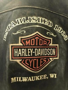 Harley Davidson REAL Leather Bomber Jacket Boys Kids Size S C145 - Picture 1 of 12