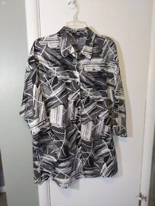 East 5th Blouse Women L Tunic Coastal Grandma Classic Lagenlook Linen Blend Belt - Picture 1 of 8