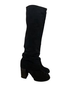 Free People black suede knee high chaps style boots shoes women's EURO 39 US 8.5 - Picture 1 of 10