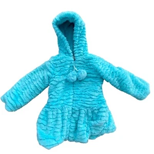 American Widgeon Size 4T Girls Blue Faux Fur Hooded Winter Coat - Picture 1 of 3