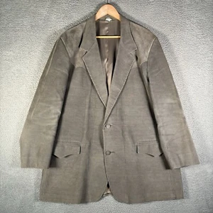 Pioneer Wear Blazer Sport Coat Corduroy Gray Leather VTG USA Western Mens 52 - Picture 1 of 9