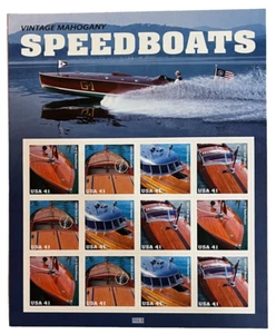 2007 USA 41 ¢ Vintage Mahagoni Speedboats Postage Stamps #4160-63 MNH Full Sheet - Bild 1 von 2