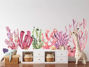 Seaweed & Coral Fabric Wall Decal Set of 9 Wall Art Stickers Ocean Nursery Decor - Picture 1 of 9