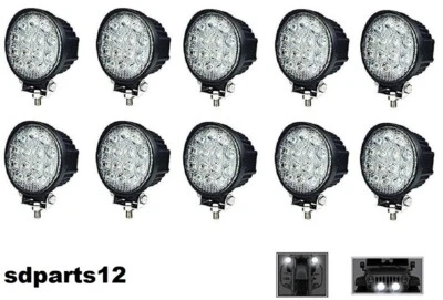 10x 42w Lampada 14 Led Faro Da Lavoro Tondo Luce Flood Barca Trattore Atv 12v - Immagine 1 di 4