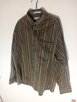 Camisa de vestir enro para hombre XL manga larga abotonada rayas sin sarga de hierro Foto 1 de 4