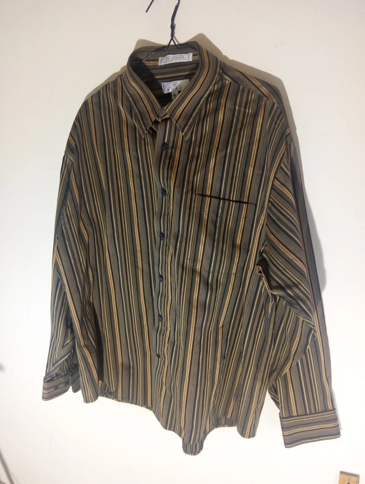 Camisa de vestir enro para hombre XL manga larga abotonada rayas sin sarga de hierro Foto 1 de 4