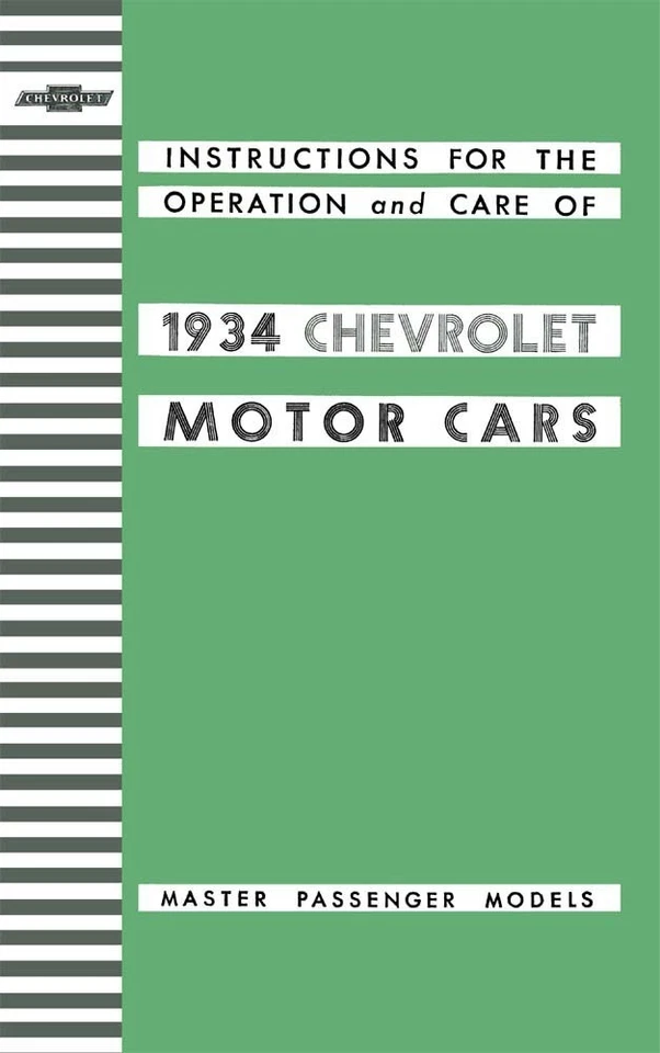 Chevrolet Master 1934 manual del propietario libro de instrucciones del operador guía del usuario OEM Foto 1 de 1
