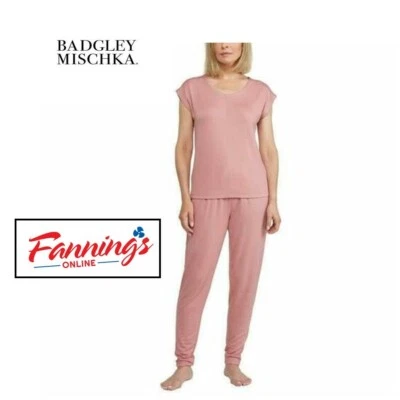 Badgley Mischka Mujer Pijama 2 Piezas Conjunto Pijama Salón Mangas Cortas | F22 Foto 1 de 4