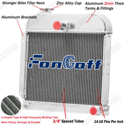 3 Row Aluminum Radiator For 1941-1952 Plymouth Deluxe Special Suburban 3.6L l6 - Изображение 1 из 4
