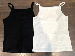 NEW Girls Childrens Place Black White Cami Tank Top Sleeveless Shirt Lot L 12 14 - Picture 1 of 4